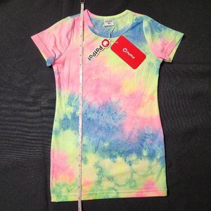 Tie Dye Short-sleeve T-shirt Dress for Toddles - Size 2Y